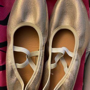 Slip-on Gold Shimmer Dance Flats